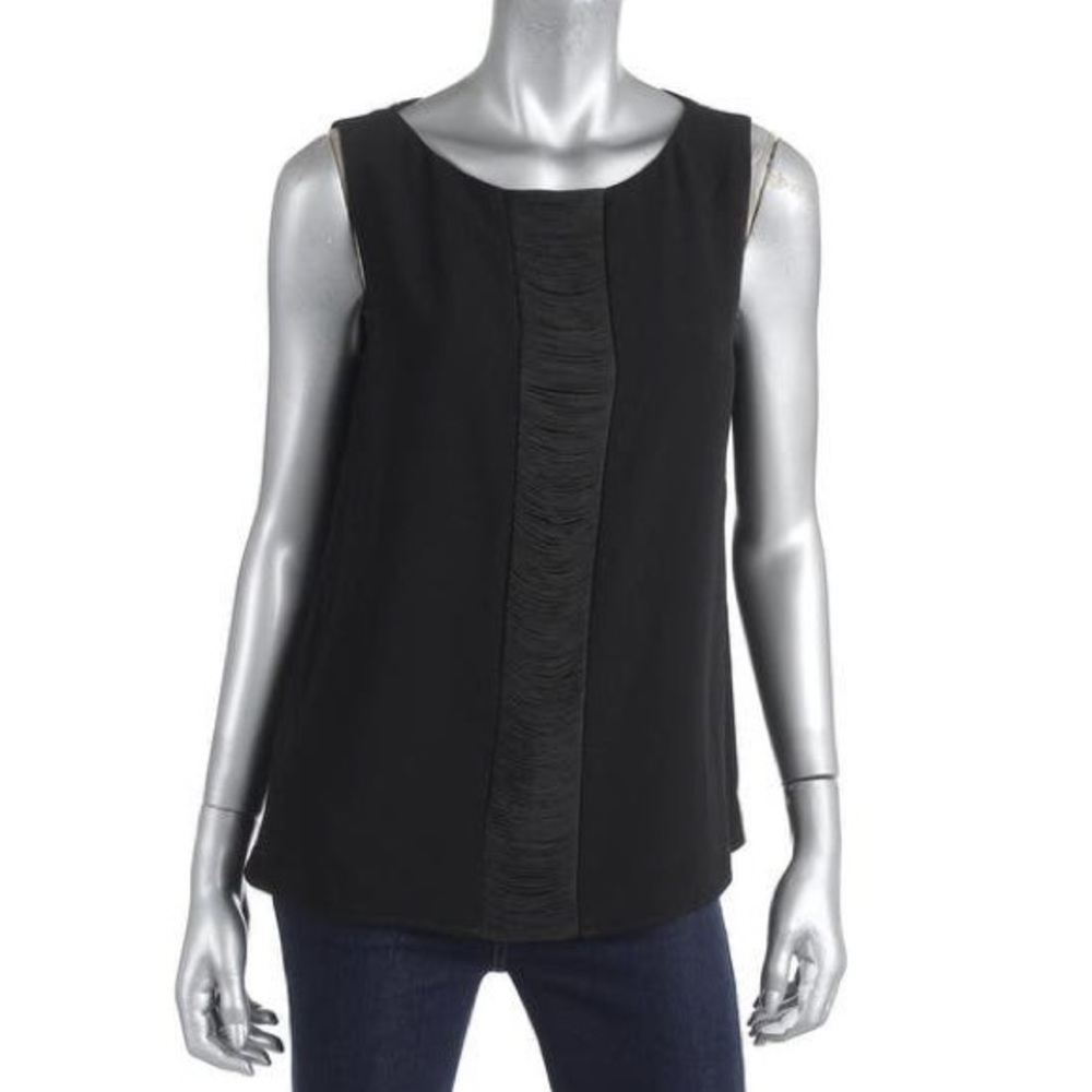HUGO BOSS NWT Ifryna Black Fringe Sleeveless Top